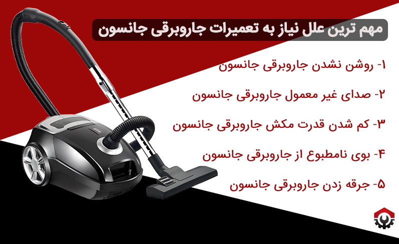 بررسی مهم ترین علل نیاز به تعمیرات جاروبرقی جانسون